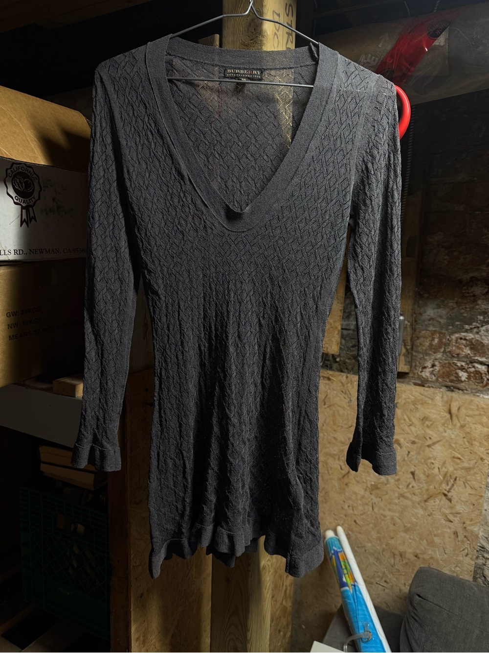 Burberry diamond pointelle knit tunic sweater XS